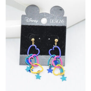 Walt Disney Designs Disneyland Whimsical HEARTS & STARS Pierced Dangle Earrings